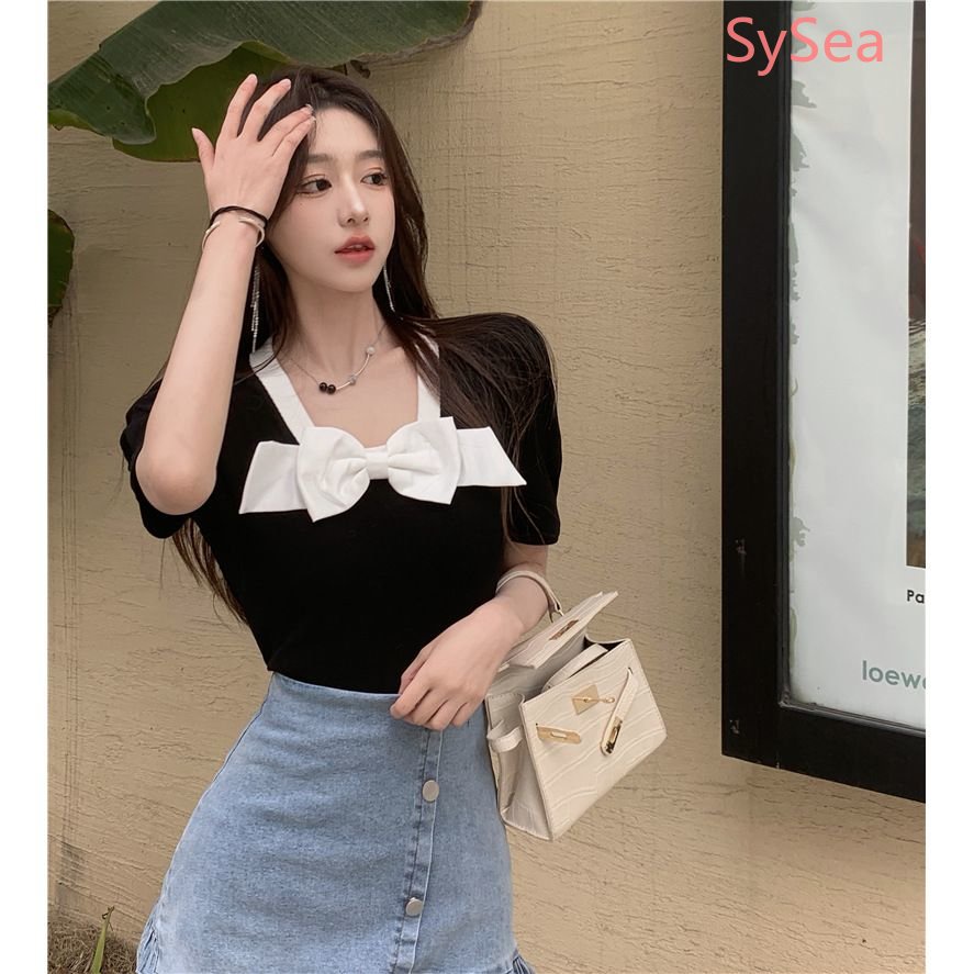 Áo Sơ Mi Cổ Tròn Thắt Nơ Xinh Xắn Thời Trang Kiểu Pháp Cho Nữ