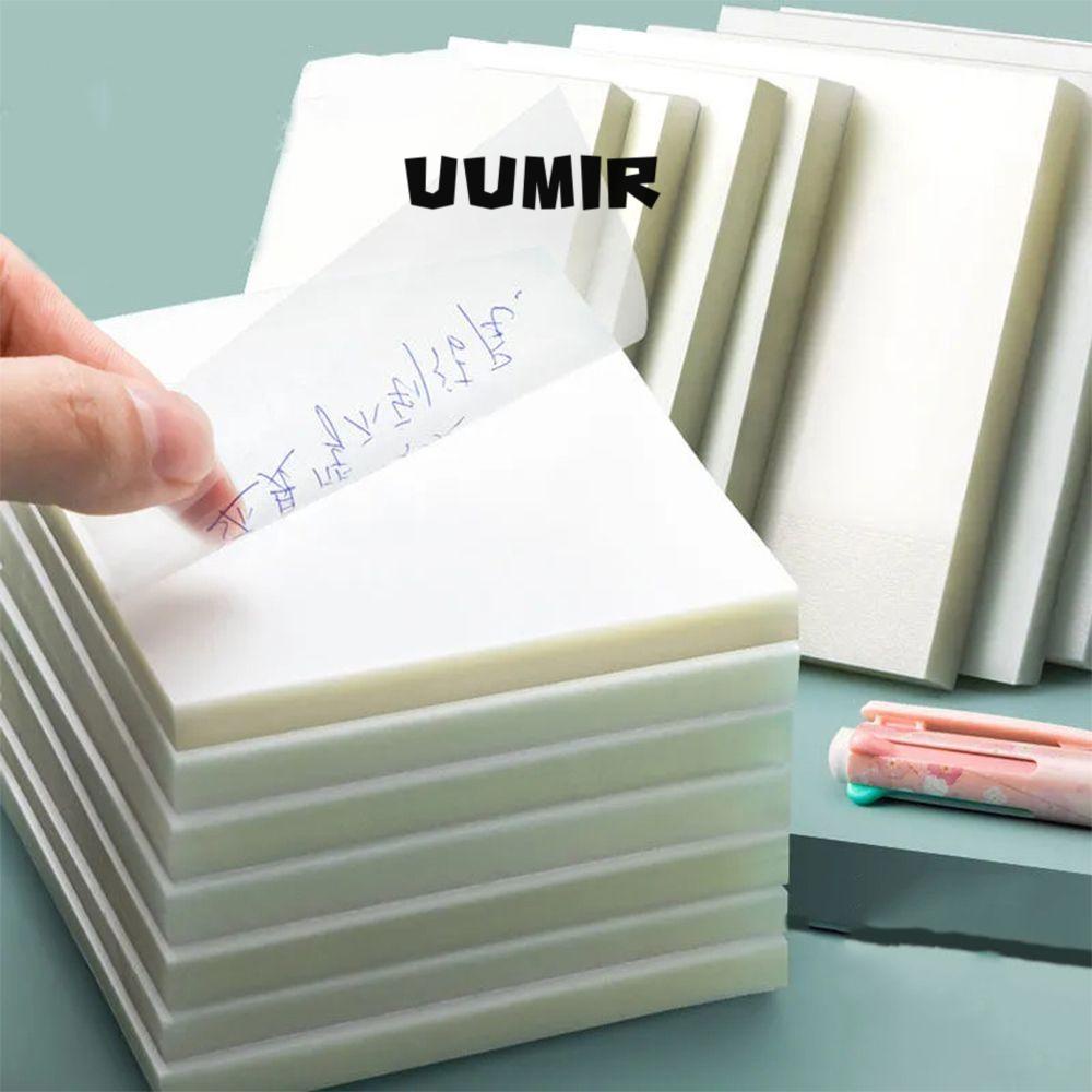 UUMIR Tập giấy ghi chú tự dính trong suốt chống thấm nước PET 50 tờ đơn giản tiện lợi