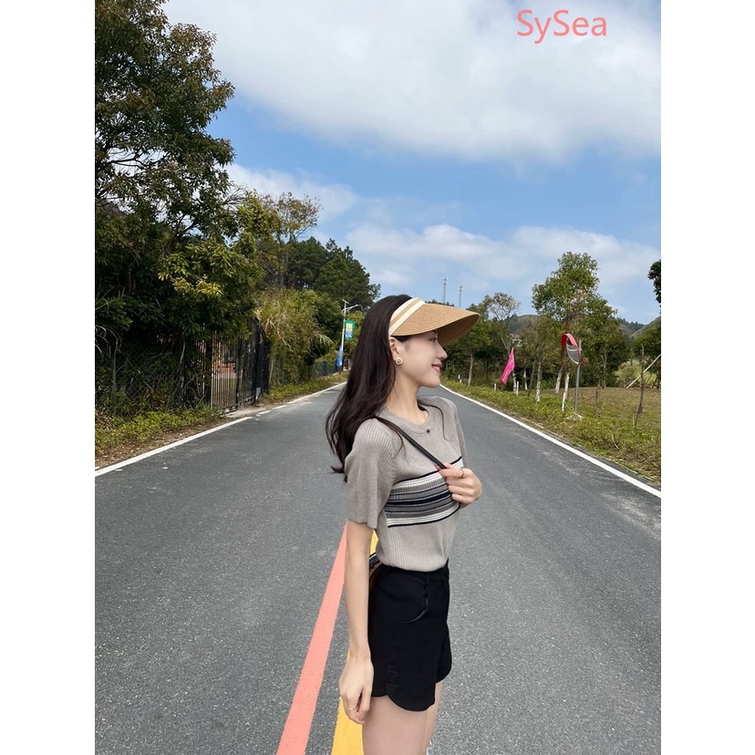 Áo Sơ Mi Ngắn Tay Kẻ Sọc Thời Trang Mùa Hè Hàn Quốc Cho Nữ