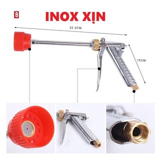 Sung xịt áp lực cao tưới cây phun thuoc sâu rửa xe inox hàng xịn chất lượng