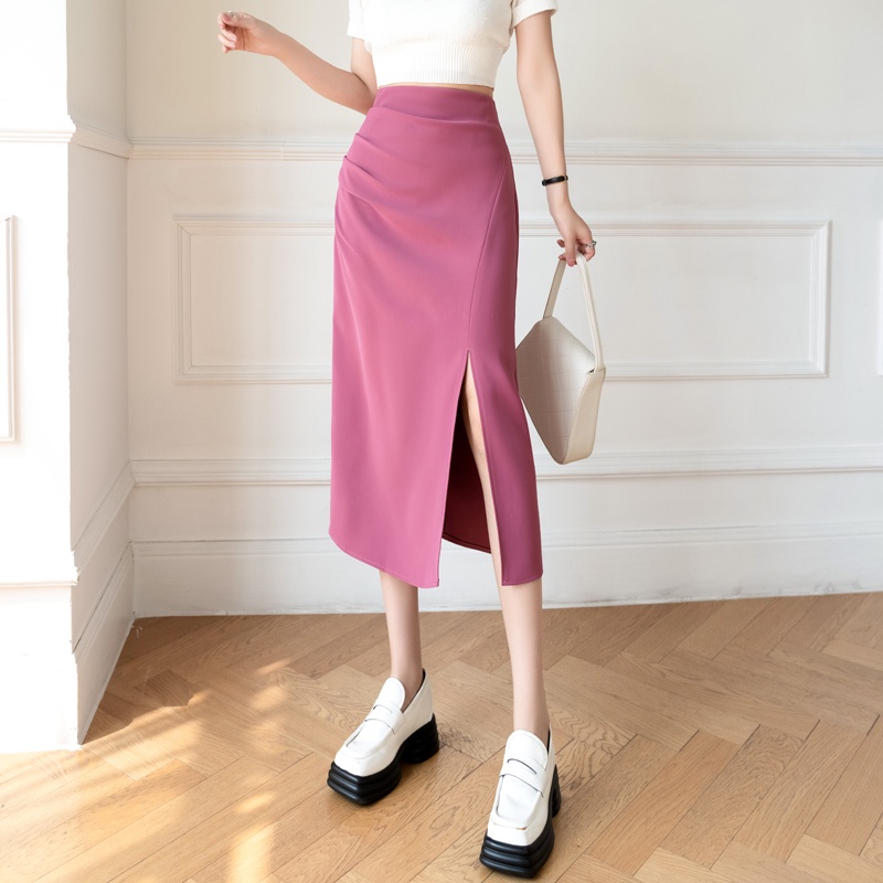Chân Váy Dài Xẻ Tà Màu Trơn Lưng Cao Thời Trang Xuân Hè Cho Nữ
