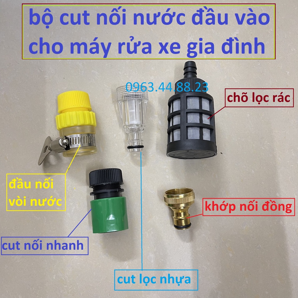 Bộ khớp nối nhanh dây hút máy rửa xe vào vòi nước có đai xiết các loại