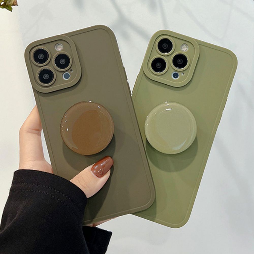 Ốp Điện Thoại Silicon Dẻo Màu Trơn Gắn Giá Đỡ Chống Trượt / Rơi Vỡ Cho IPhone 11 12 13 14 Pro Max