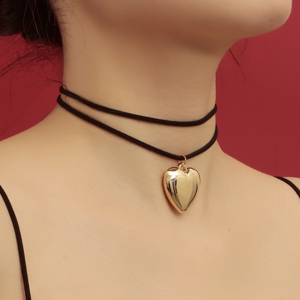 Vòng Cổ Choker Bằng Nhung Mềm Mại Có Thể Điều Chỉnh Hình Trái Tim Đơn Giản Cho Nữ