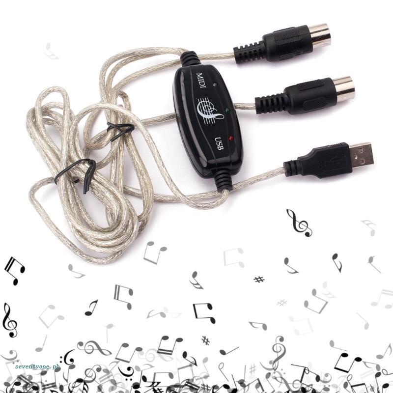 【seve*】 Keyboard to PC USB MIDI Cable Keyboard Cord USB IN-OUT MIDI Interface Cable