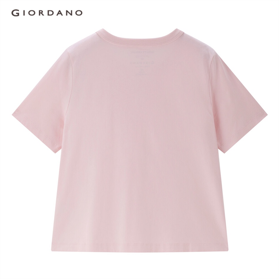 Áo thun GIORDANO 05323385 tay ngắn cổ henley màu trơn cho nữ