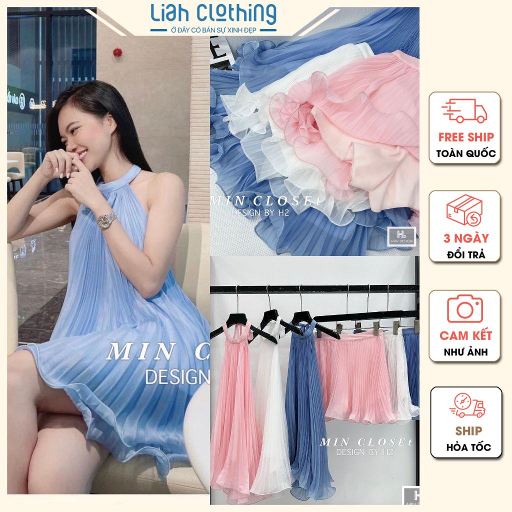 S3-221 | Set yếm tơ dập ly hở lưng | Min design by H2 | Liah clothing