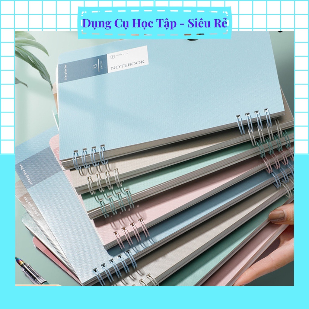 Sổ tay ghi chép A5/B5 lò xo tiện lợi bìa cứng, lò xo không gây đau tay khi viết