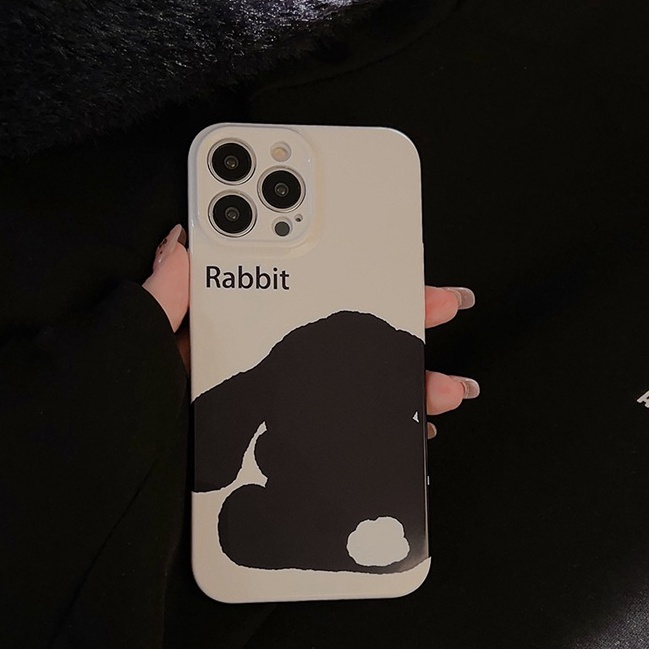 Ốp Điện Thoại Cứng Siêu Mỏng Hình Thỏ Trắng Đen Cho IPhone 7 8 Plus 7 + 8 + XR XS Max 11 12 13 14 Pro Max 14Plus SE 2020
