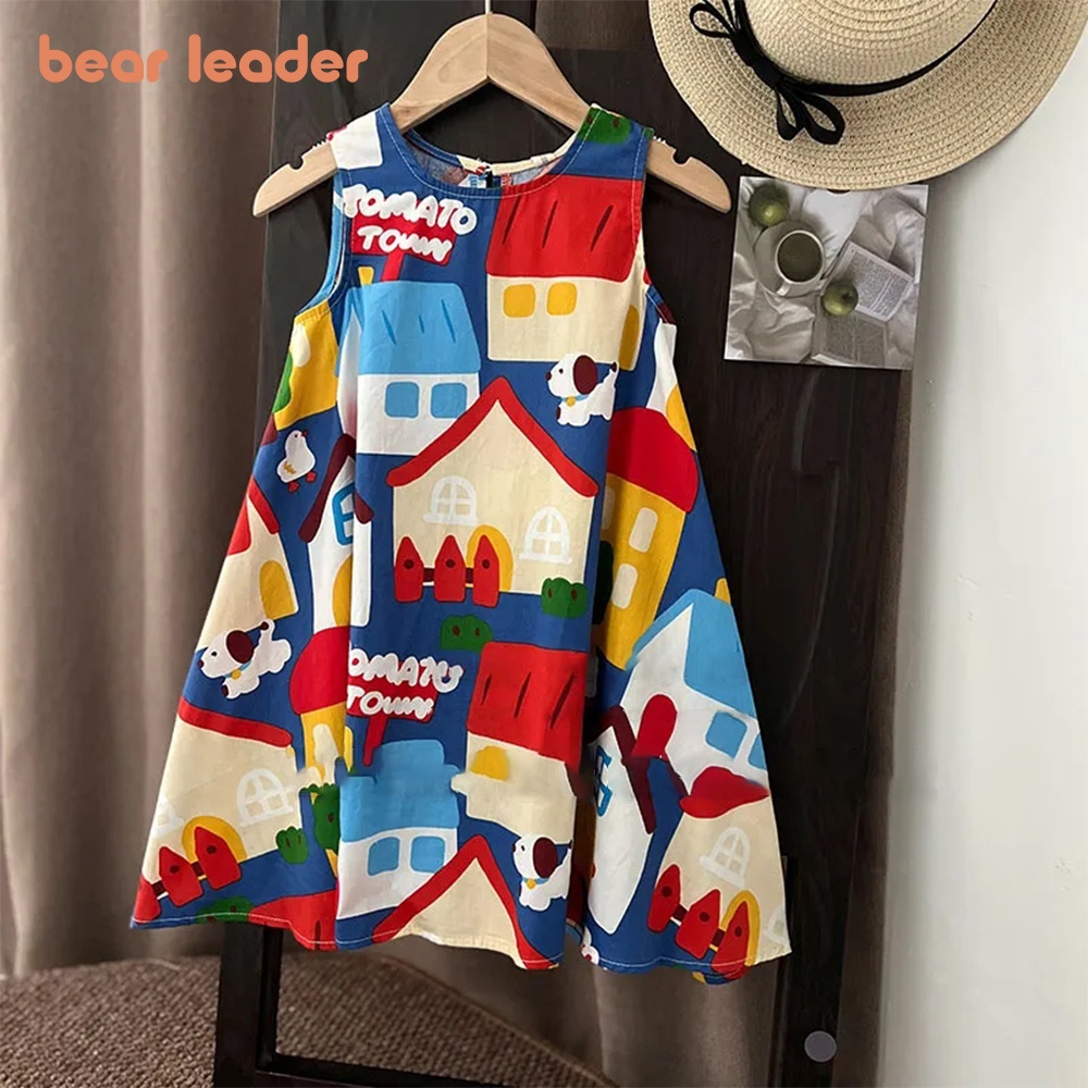 Bear Leader Đầm Không Tay In Hoạt Hình Xinh Xắn Thời Trang Mùa Hè Cho Bé Gái  3-7 Tuổi - Mixasale