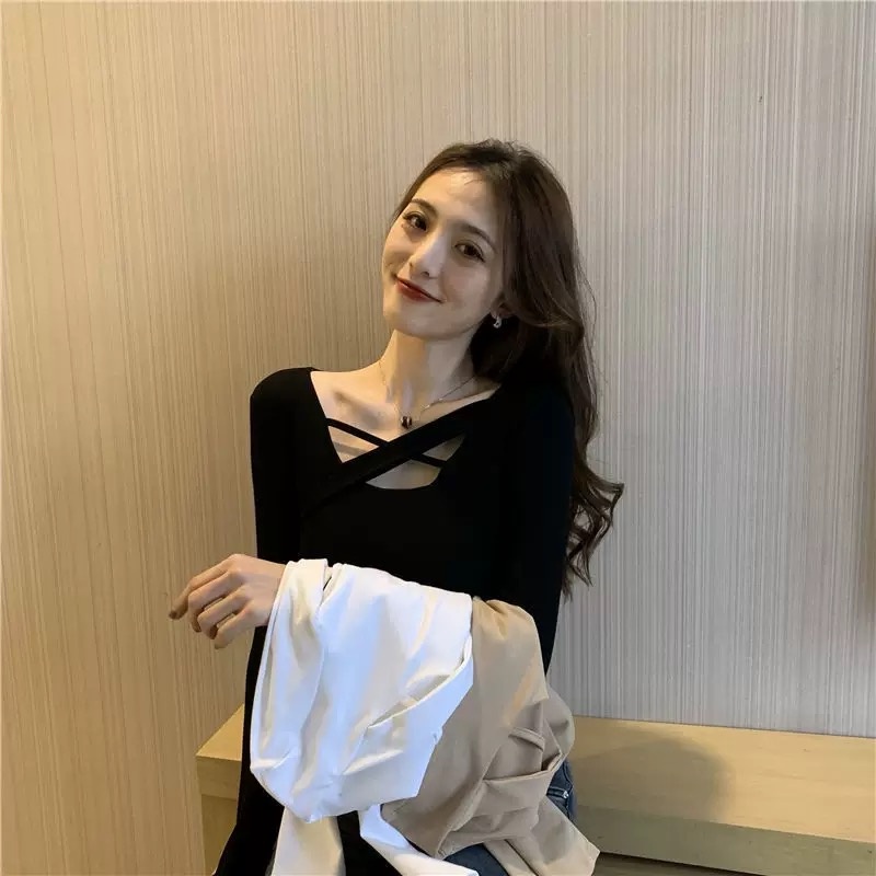 Áo thun nữ dài tay 2 vạt chéo MS6833