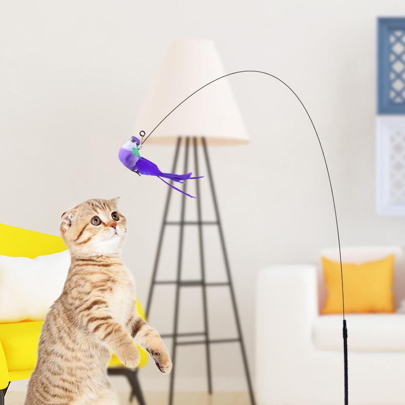 Cần Câu Mèo 80cm Hình Chim Bồ Câu/Lông Vũ Kèm + Đế Hít DC80 MiluPaPa