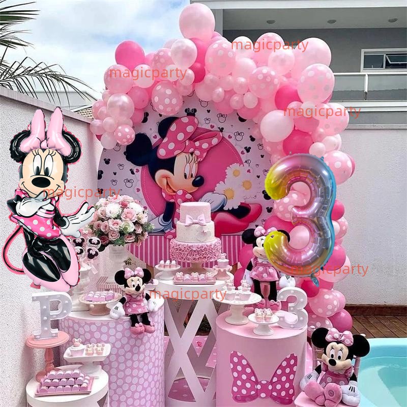 44 Chiếc Chuột Mickey Chủ Đề Bóng Bay Minnie Bóng Dây Xích Số 0-9 Bóng Bay Cho Bé Gái Sinh Nhật Tran