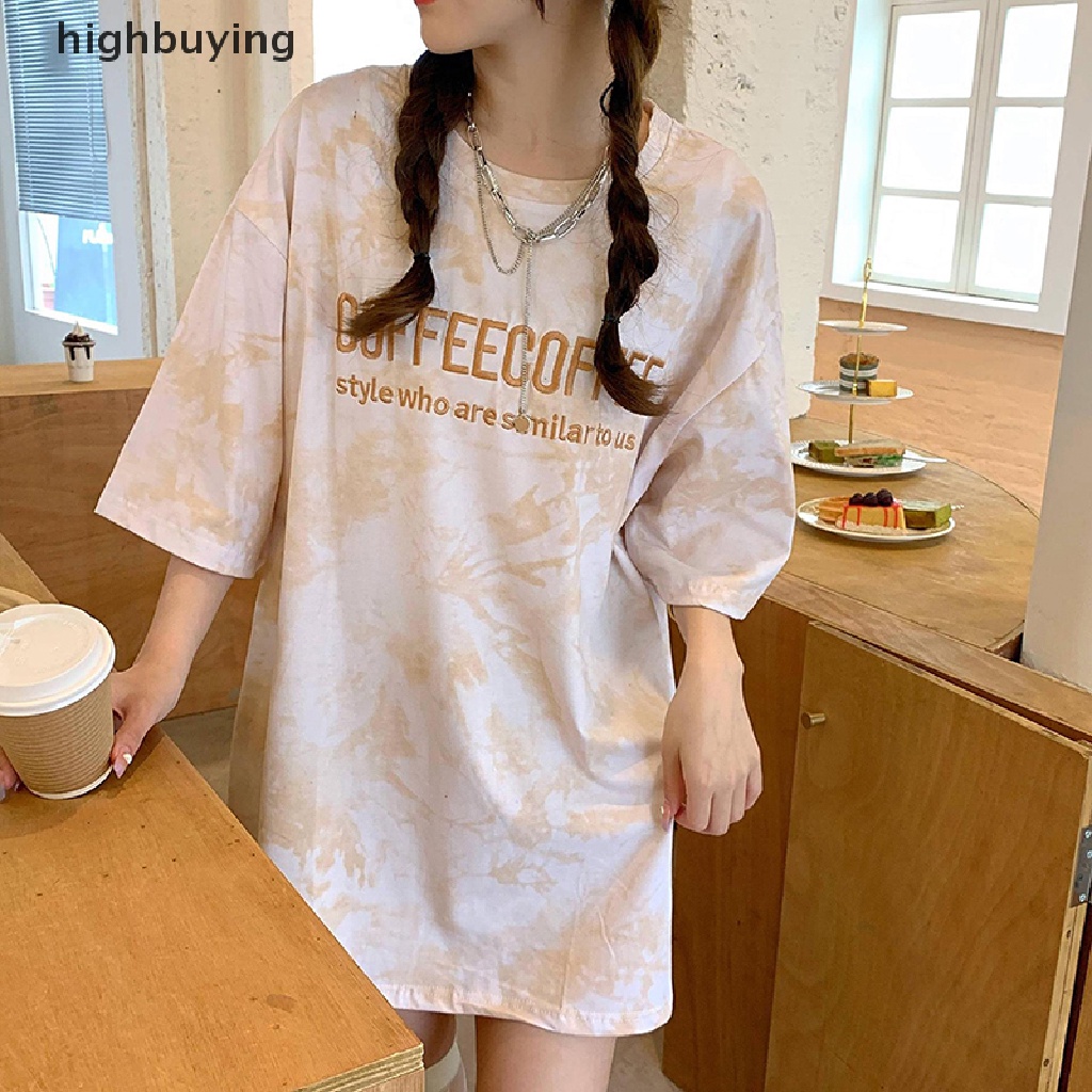 Áo Thun Nữ Ngắn Tay Cổ Tròn Nhuộm Màu Thời Trang