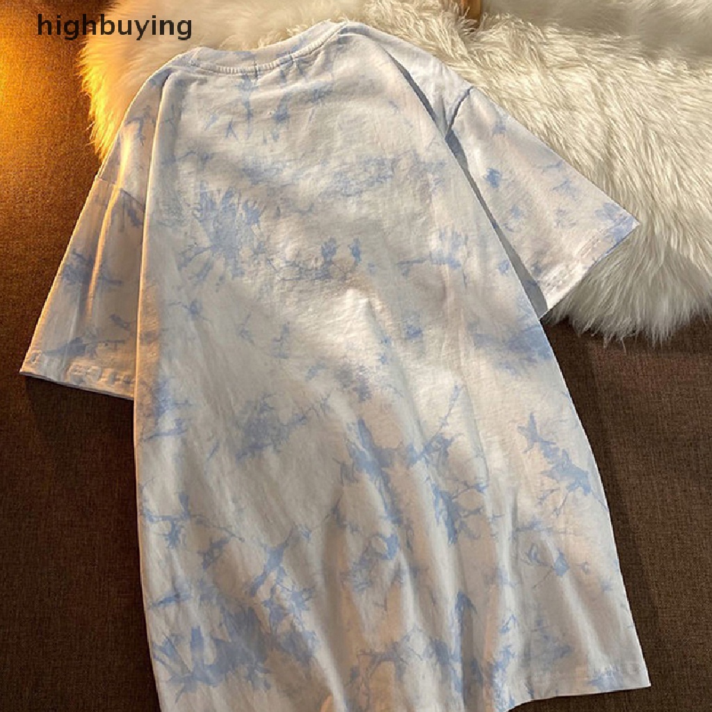 Áo Thun Nữ Ngắn Tay Cổ Tròn Nhuộm Màu Thời Trang