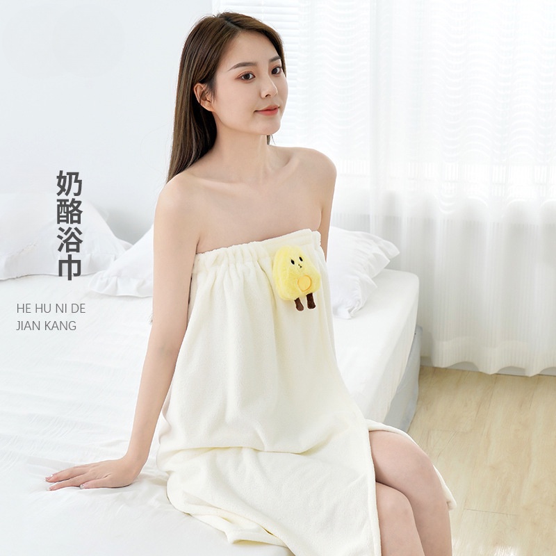 Bộ Khăn Choàng Tắm Ba Món Mềm Mại Thấm Hút Tốt In Họa Tiết Phô Mai Xinh Xắn Dành Cho Nữ
