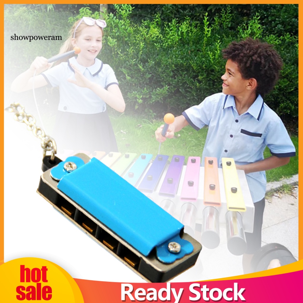Kèn Harmonica Mini 8 Tông 4 Lỗ Bằng Kim Loại Mặt Dây Chuyền Đồ Chơi Âm Nhạc Làm Quà Tặng