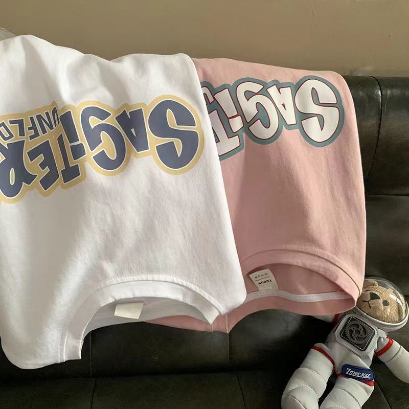 COZOK Áo Thun Tay Ngắn Cổ Tròn Dáng Rộng In Chữ Cỡ Lớn Phong Cách Hàn Quốc Trẻ Trung