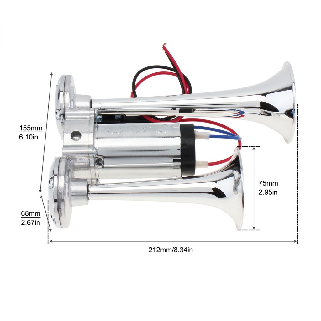 Bộ Kèn Hơi Siêu Lớn 12V / 24V 150dB Cho Xe Hơi / Tàu Thuyền / Xe Tải