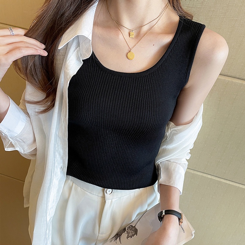Áo Sát Nách Dáng Ôm Vải Lụa Lạnh Thời Trang Cho Bạn Gái