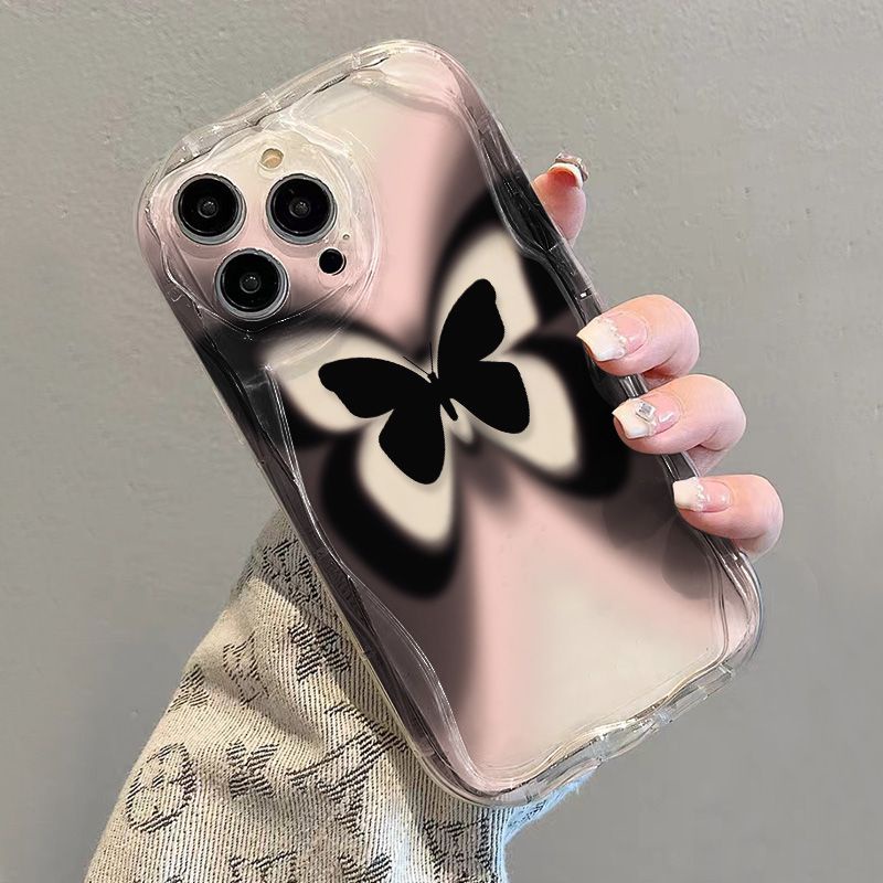 ✅Ốp Điện Thoại Mềm Chống Sốc Họa Tiết Bướm Màu Đen iPhone14 13promax 12 11 7 8plus xrs 14 13promax