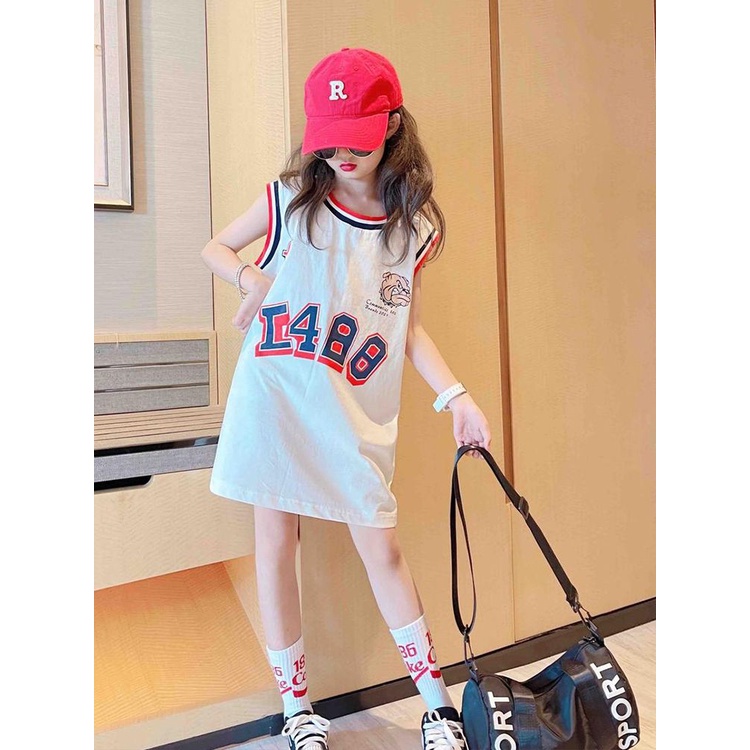 Đầm Thun Đồng Phục Thể Thao Không Tay Màu Sắc Tương Phản Thời Trang Mùa Hè Dành Cho Nữ