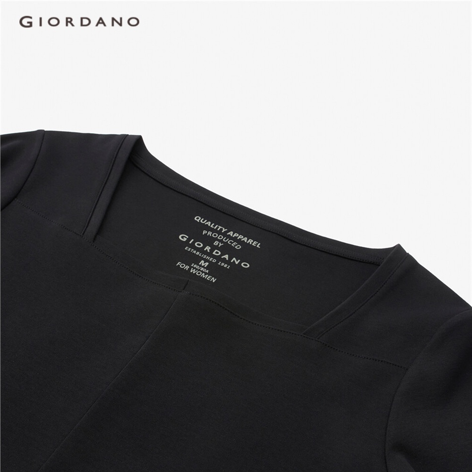 Áo thun GIORDANO 05323429 cổ vuông tay ngắn thời trang phong cách