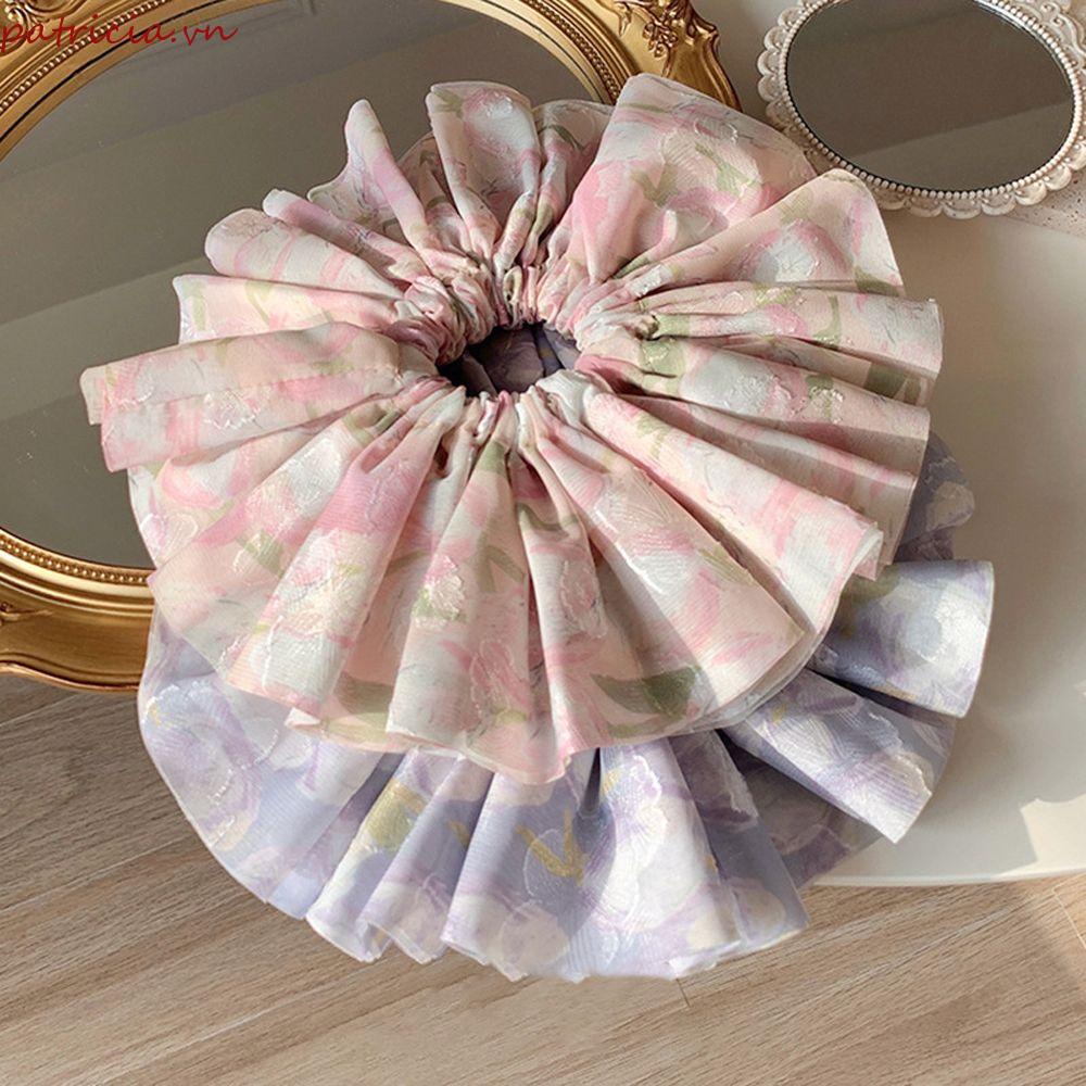 Dây Buộc Tóc Co Giãn Mềm Mại In Họa Tiết Hoa Xinh Xắn Cho Nữ