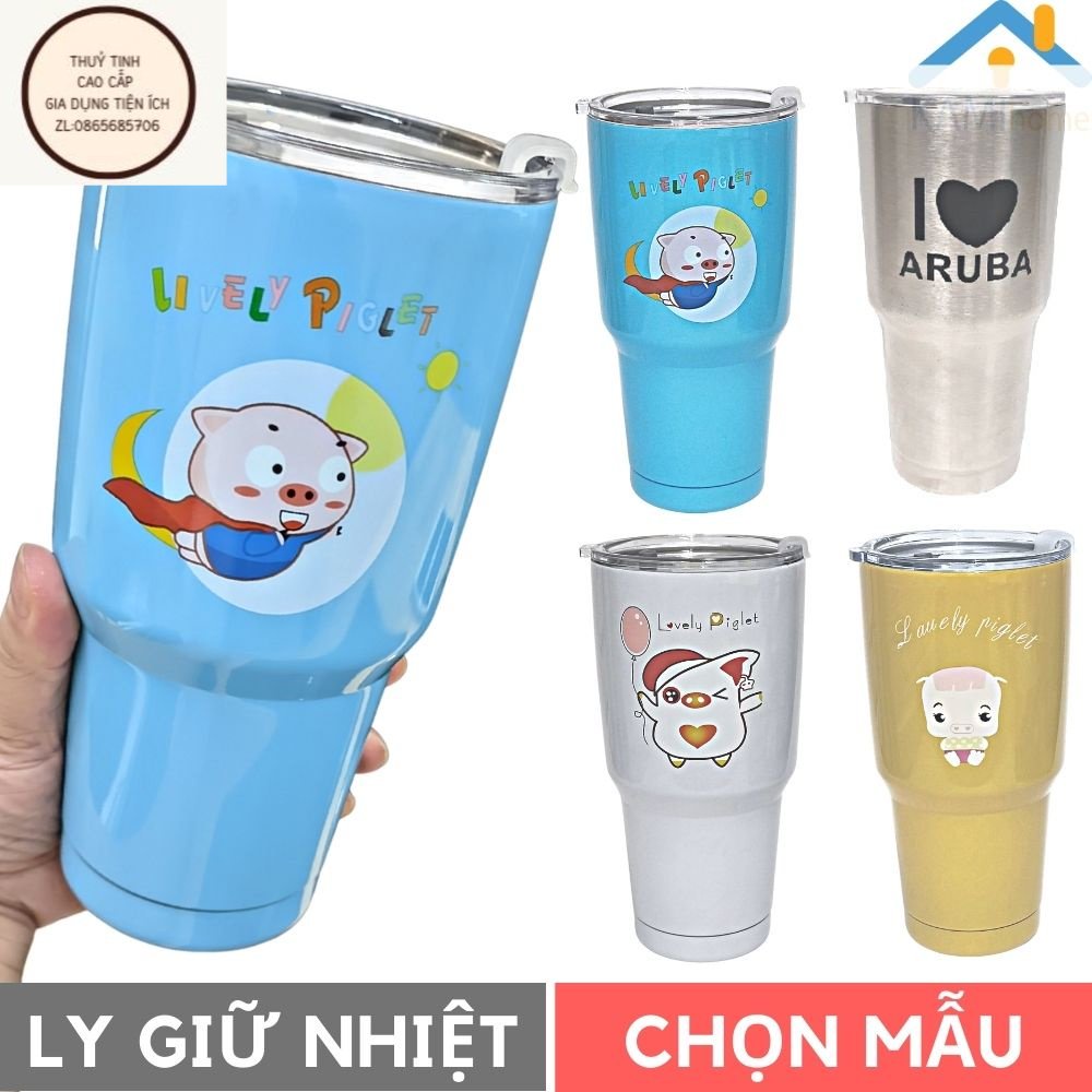 Ly giữ nhiệt Thái Lan 900ml Tặng Bộ Ống hút bình cốc cách nhiệt inox cao cấp Kami22008
