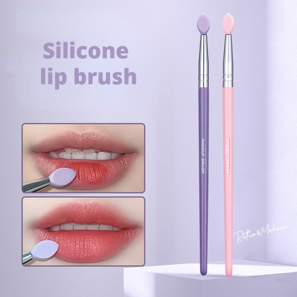 Cọ Vẽ Môi Đầu Dẹt Bằng Silicone Đa Năng Tiện Dụng