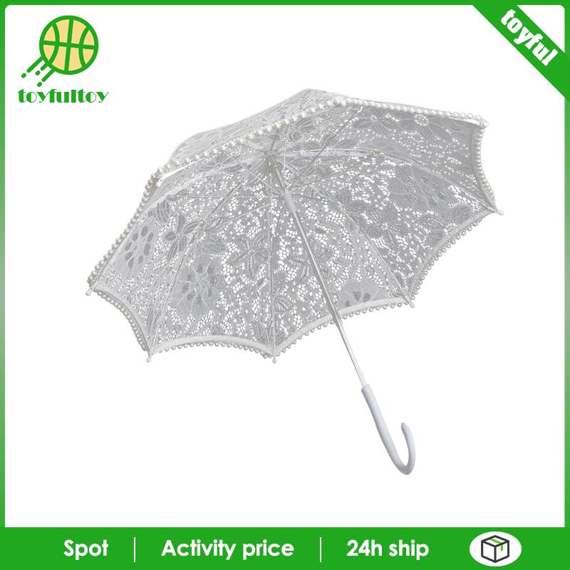 Dù Ren Trắng Cổ Điển Dùng Làm Đạo Cụ Chụp Ảnh Tiệc Hóa Trang