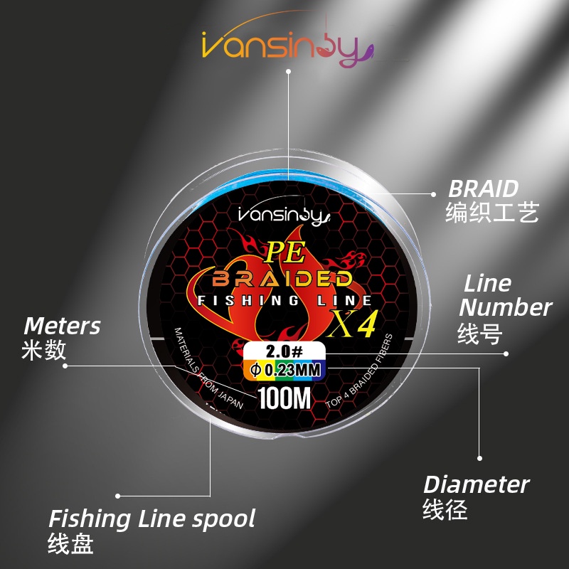 Cuộn Dây Câu Cá Bện 4 / 8 Sợi PE 100M / 300M Chống Mài Mòn Siêu Mượt