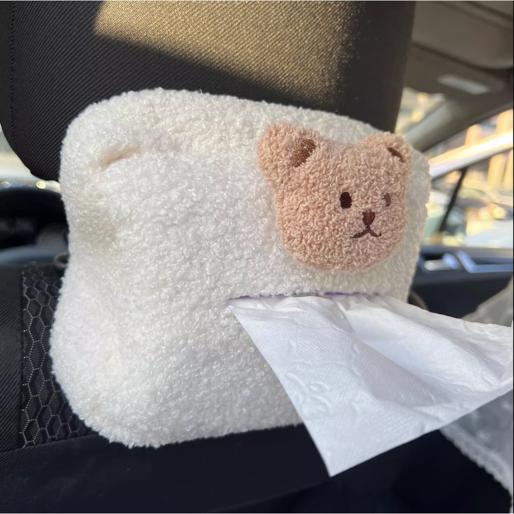 Hộp Đựng Khăn Giấy Đa Năng Họa Tiết Hoạt Hình Gắn Tấm Che Nắng Xe Hơi