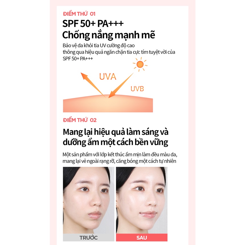 Kem Chống Nắng Trang Điểm Dưỡng Ẩm HOLIKA HOLIKA Moisture Make Up Sun Cream SPF50+ PA++++ (Date 05/05/2025) 60ml