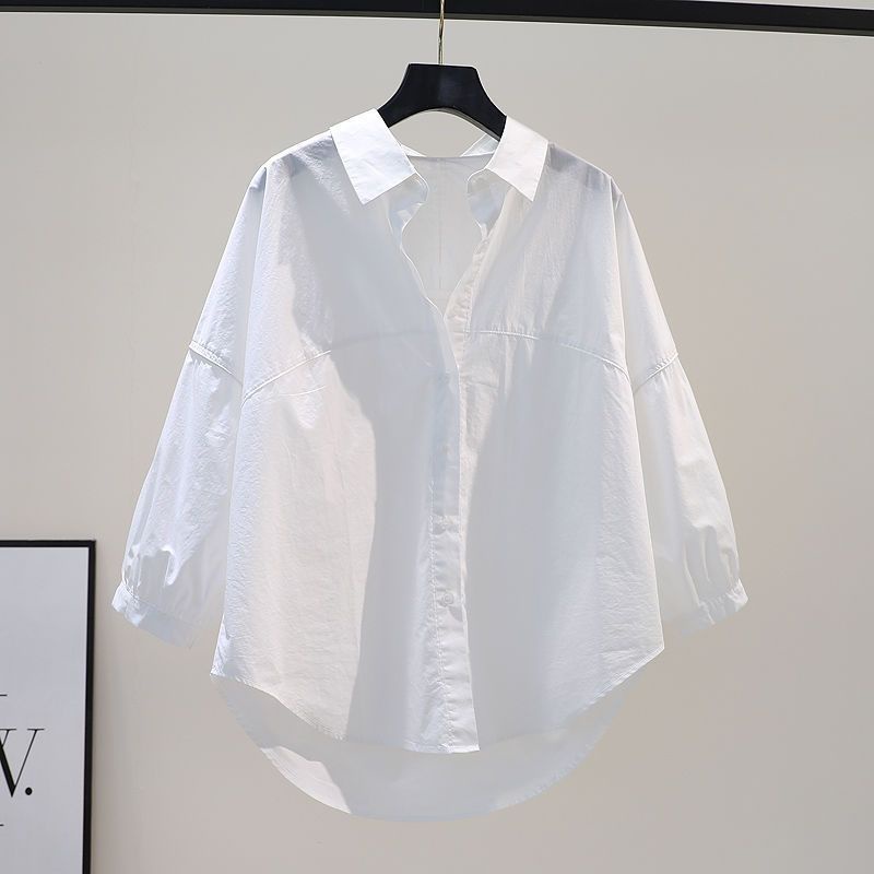Áo Sơ Mi Cotton Tay Dài Dáng Rộng Màu Trơn Thời Trang Xuân Thu Hàng Mới Dành Cho Bạn Nữ