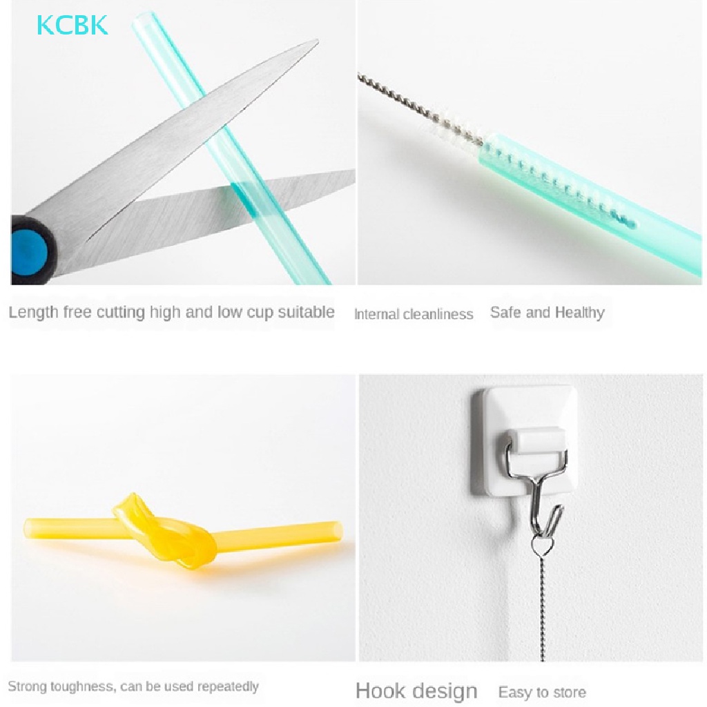 Bộ 6 Ống Hút Silicon Trong Suốt Tái Sử Dụng Tiện Lợi