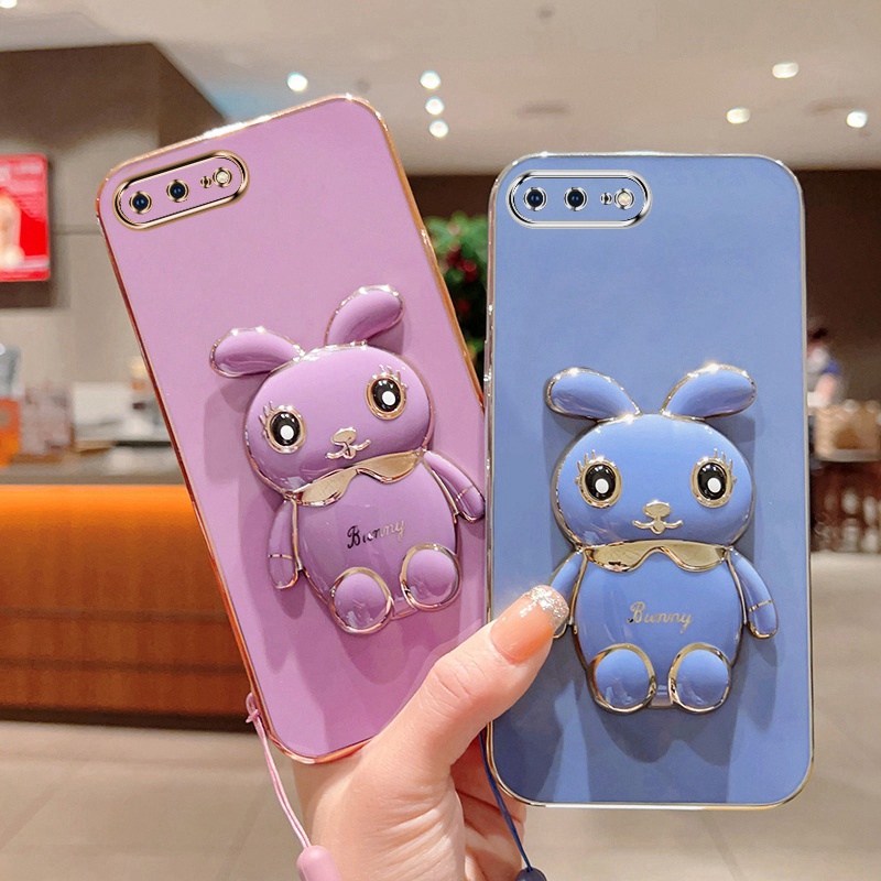 Ốp Điện Thoại Mềm Hình Thỏ Có Dây Đeo Cho iPhone 6 6S 7 8 Plus + SE 2020