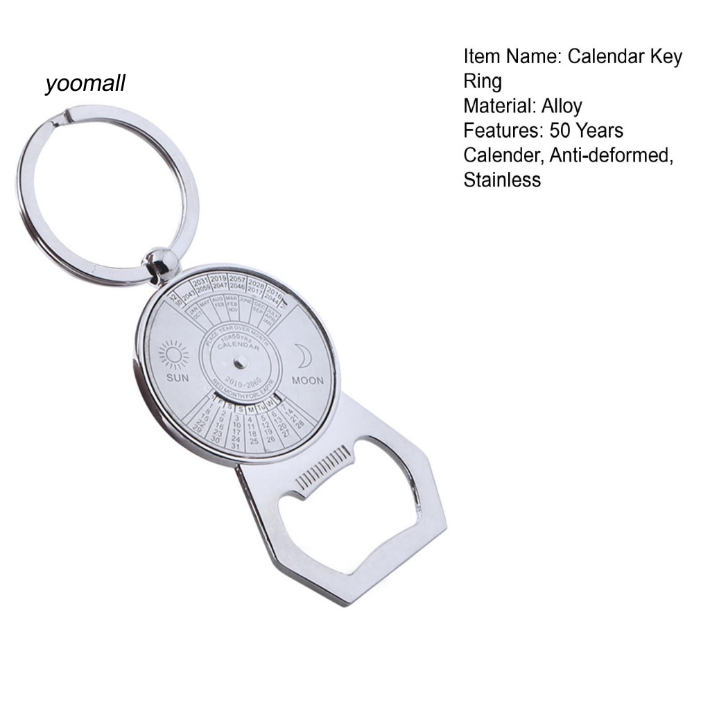 Yo / Lịch Treo Chìa Khóa Trong Suốt 50 Năm Khắc Hình Mặt Trăng Mặt Trời Thủ Công Bằng Thép Không Gỉ Tinh Tế Nhân Vật Trung Quốc Làm Quà Tặng