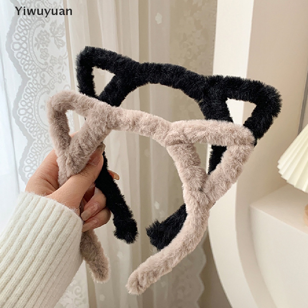 < Yiwuyuan > Băng Đô Cài Tóc Bằng Len Nhung Lông Nhung Tai Mèo Thời Trang Thu Đông Dành Cho Nữ Rửa Mặt