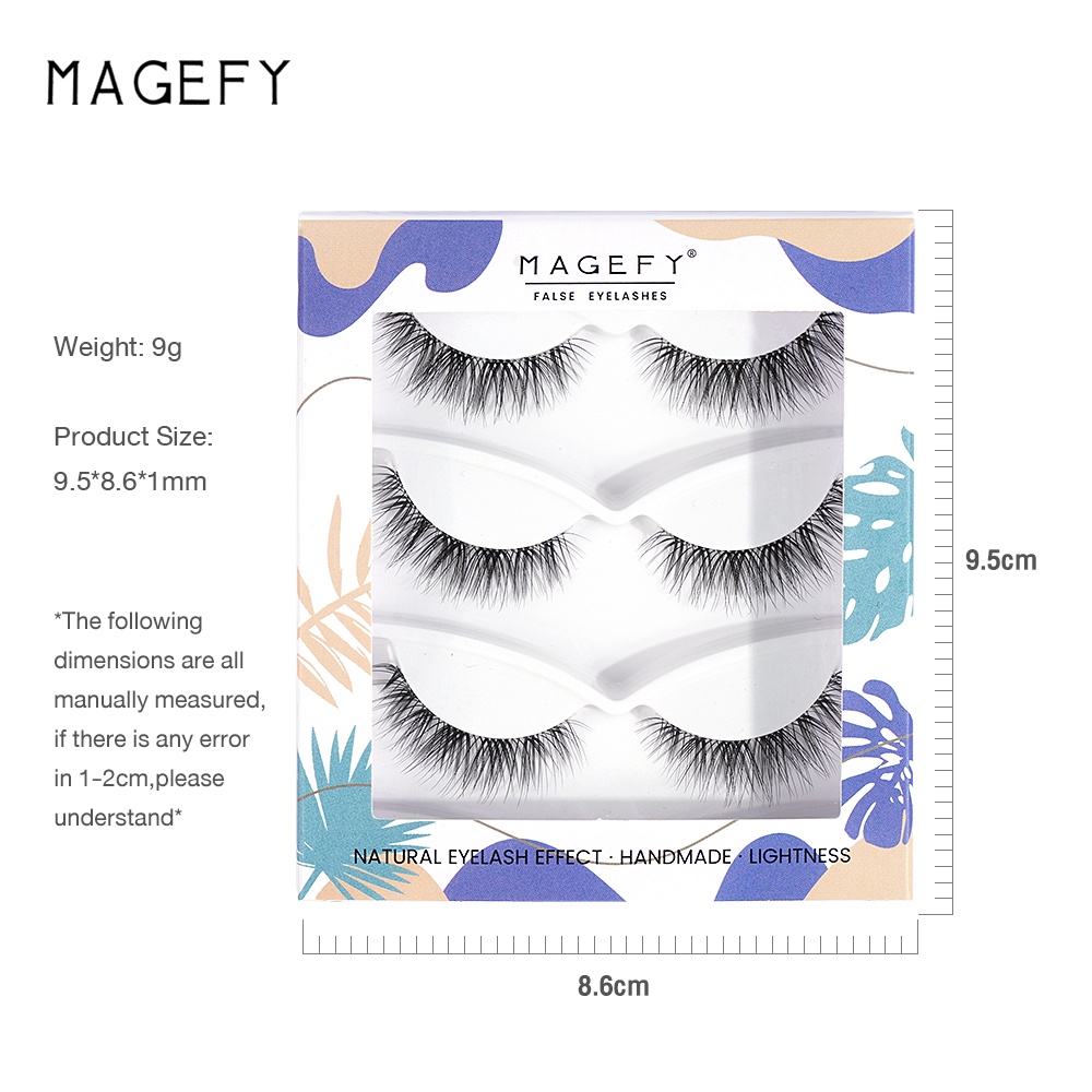 Set 3 Cặp Lông Mi Giả 3D Tự Nhiên Chống Nước Tái Sử Dụng Linh Hoạt