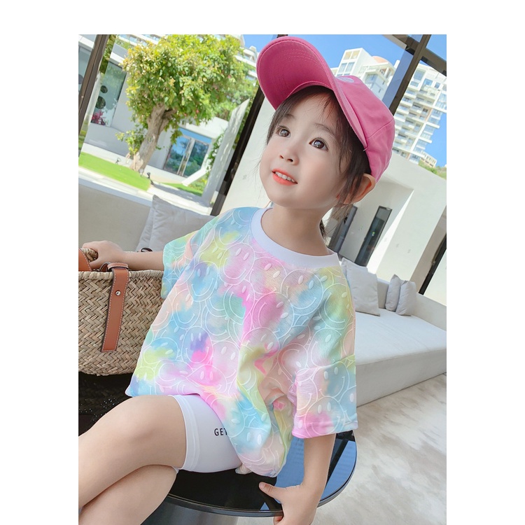 Áo Thun Tay Ngắn Nhuộm Màu Phong Cách Hàn Quốc Thời Trang Mùa Hè Cho Mẹ Và Bé 90-2XL