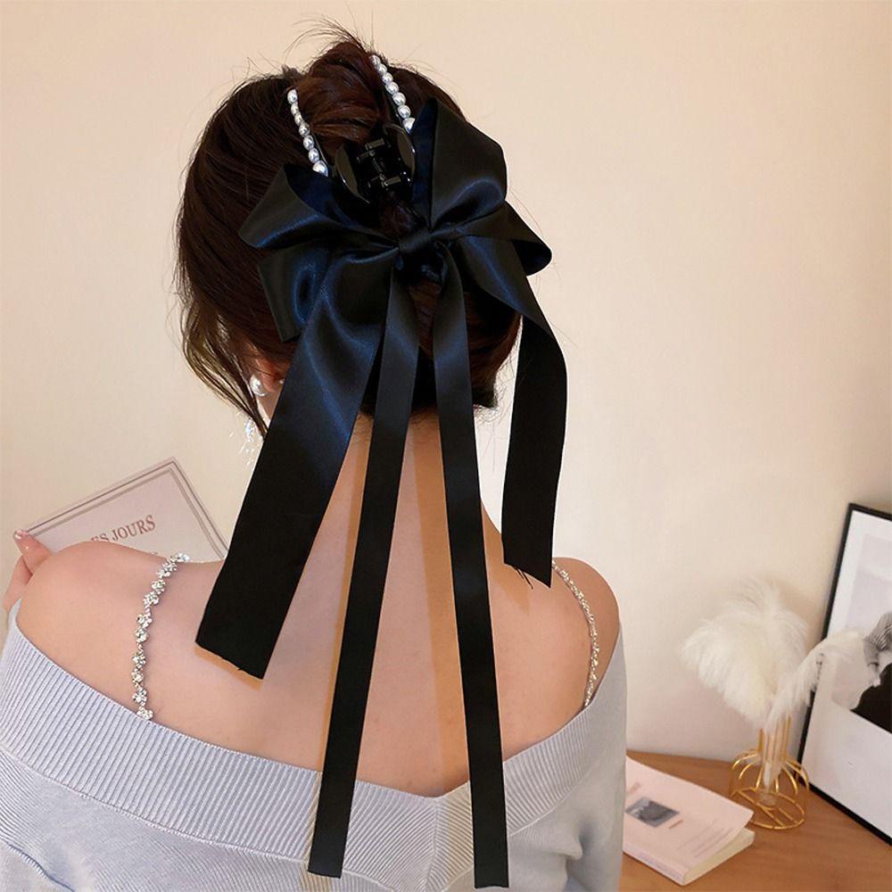 Kẹp Tóc Hình Nơ / Cá Mập Cỡ Lớn Phong Cách Vintage Thanh Lịch Cho Nữ