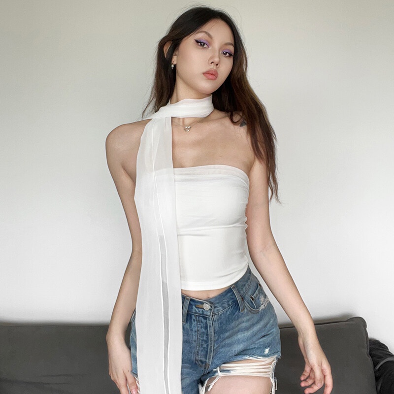 Kliou 2023 Mới Áo Tank Top Sợi Cotton Màu Trắng Thuần Khiết Và Sạch Sẽ Thiết Kế Đường Phố Gợi Cảm Cá Tính Thời Trang Cho Nữ 2023