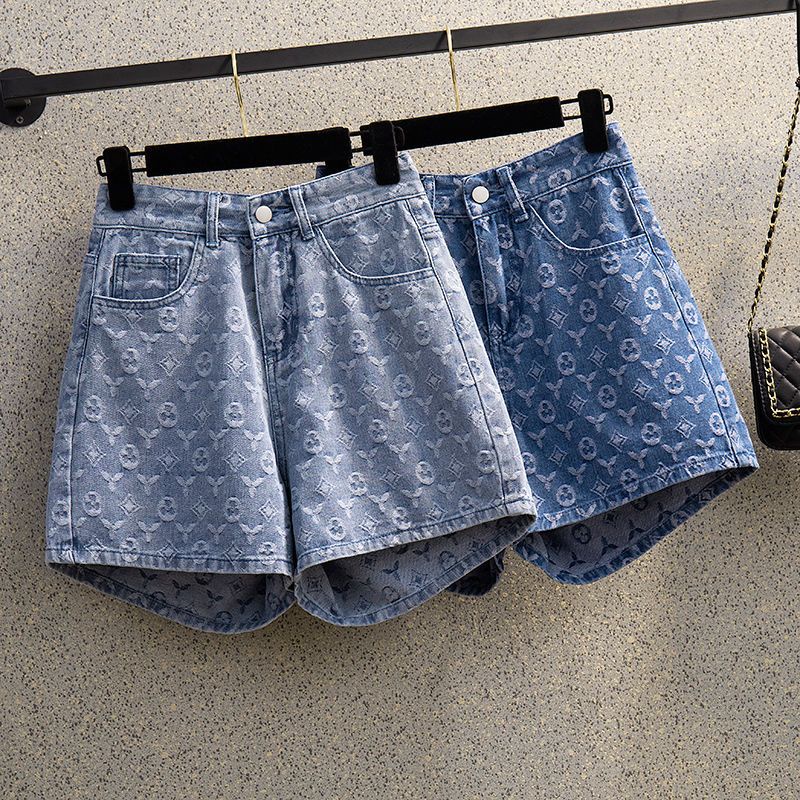 Quần Short Jean Lưng Cao Ống Rộng 100kg Thời Trang Mùa Hè Phong Cách Hàn Quốc Hàng Mới 2023 Dành Cho Bạn Nữ