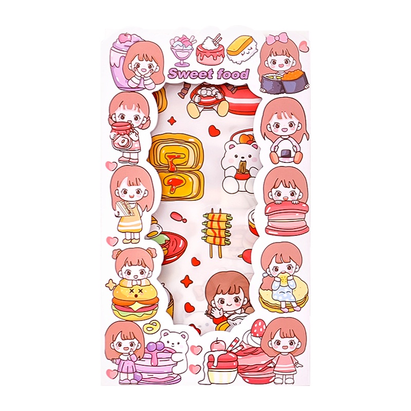 Bộ 6 Tấm Sticker Dán Trang Trí Sổ Tay Diy Hình Cô Gái Dễ Thương Xinh Xắn