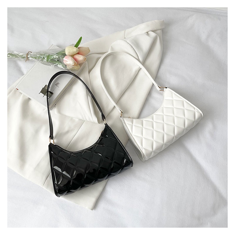 JUSTSTAR Túi xách da bóng họa tiết kim cương phong cách cổ điển thời trang