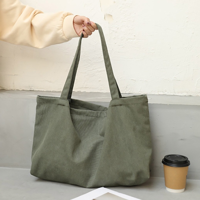 Túi Xách Canvas Màu Trơn Phong Cách Retro Cho Nữ