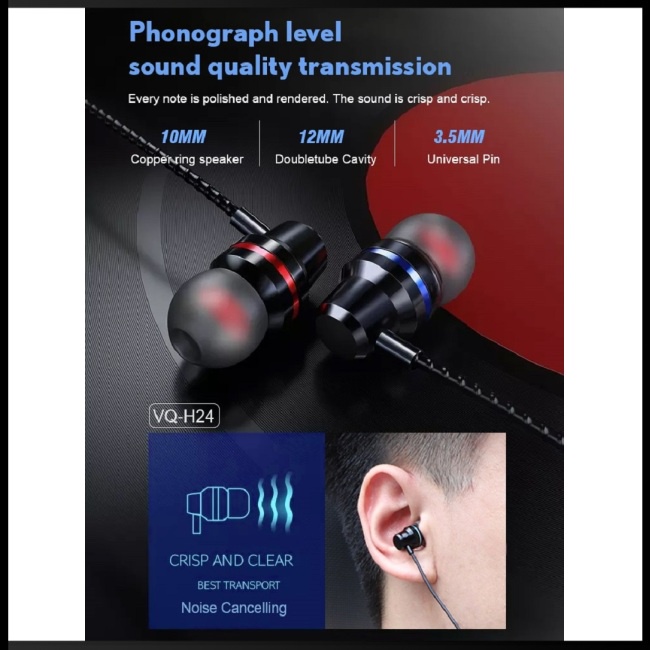 Tai Nghe Thể Thao Nhét Tai Có Dây 3.5mm Giảm Tiếng Ồn