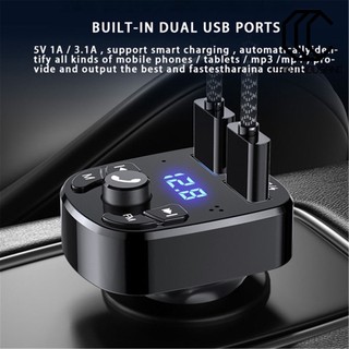 [TT]☼Dual USB Bluetooth-compatible 5 Receiver FM Transmitter Car MP3 Player Kit Quick Charger