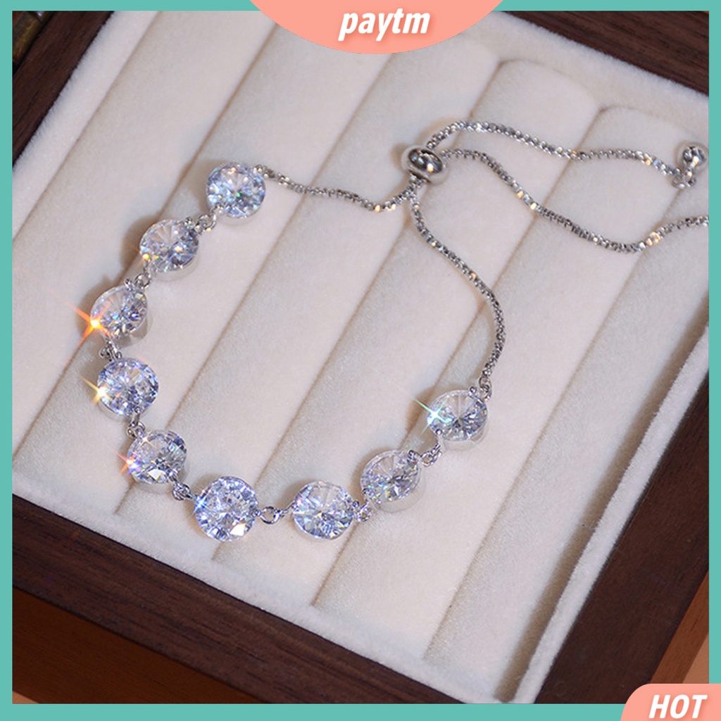 Lắc Tay Đính Đá Zircon Lấp Lánh Thời Trang Có Thể Điều Chỉnh